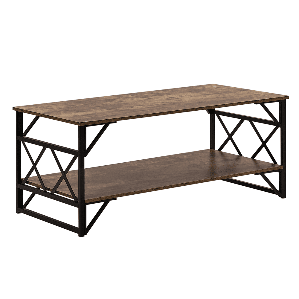 Beliani Konferenčný stolík z tmavého dreva s čiernou farbou BOLTON